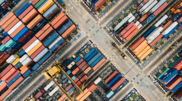 shipping yard with colorful shipping containers