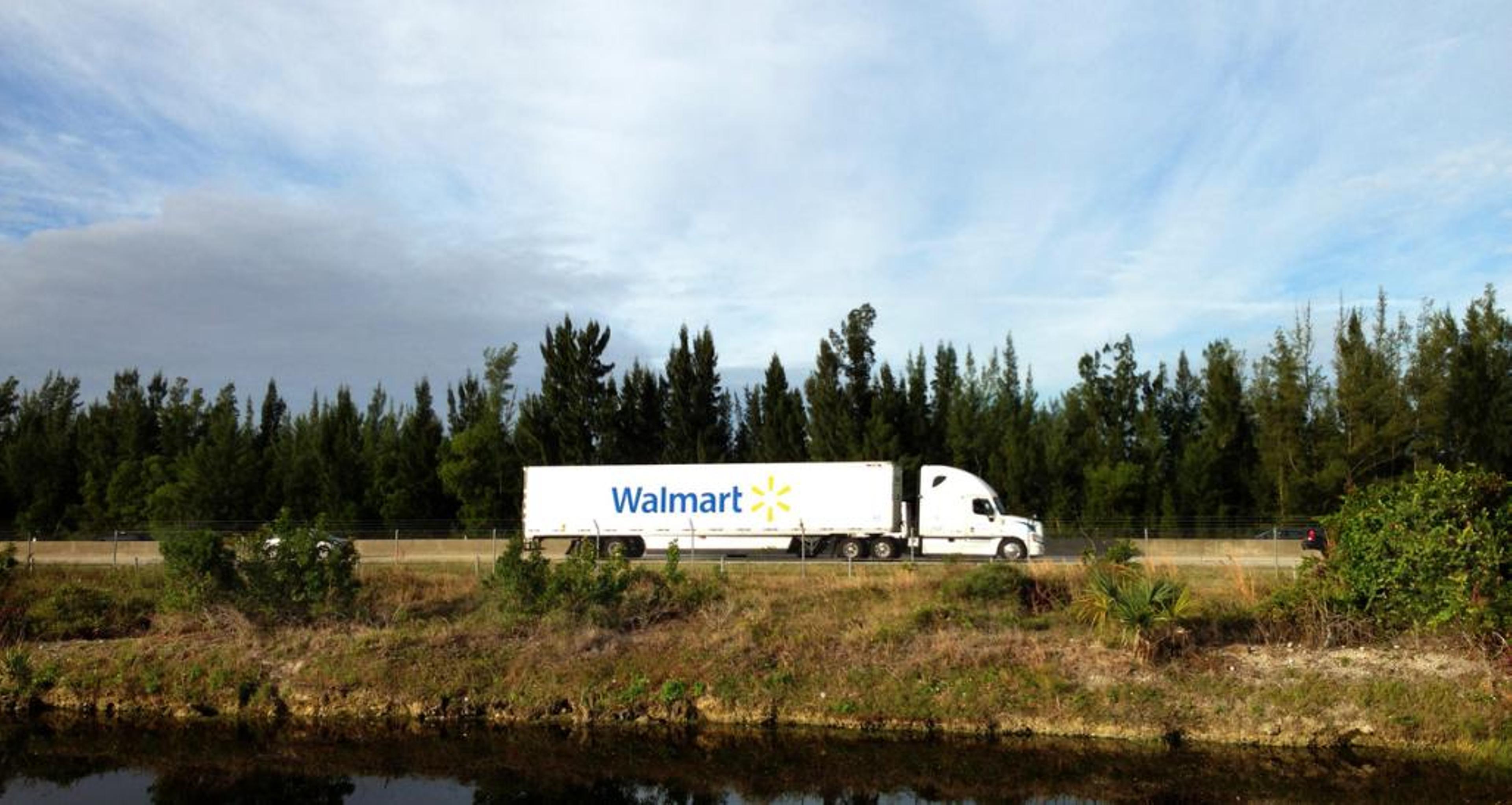 Walmart shipment in a semi-truck.