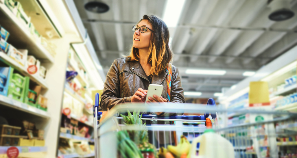 A woman shops in grocery store